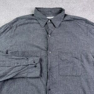 Vintage Banana Republic Shirt Mens Medium Grey Lightweight Flannel Button Up Y2K